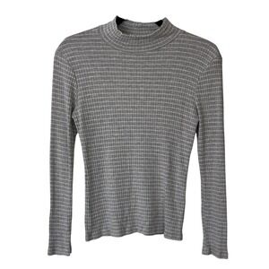 Frame Light Gray Ribbed Top Striped M Elevated Basic